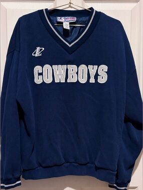 NFL Vintage Dallas Cowboys Sweatshirt Mens L Waffle Knit Pullover Sweatshirt